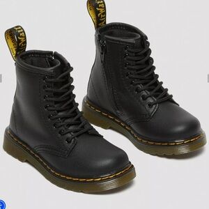 Dr. Martens Toddler Softy T Leather Black Lace Up Boots Size 12 Unisex New